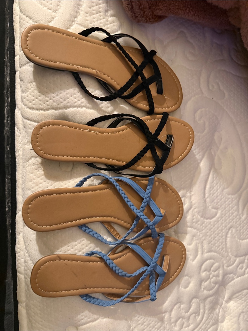 jcpenney Braided Strap Slide Sandals in Black and Light Blue